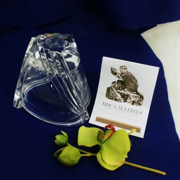 Candle Holder Candy Nut Bowl Triangle Swirl Design Glass 4" H - Picture 6 of 8